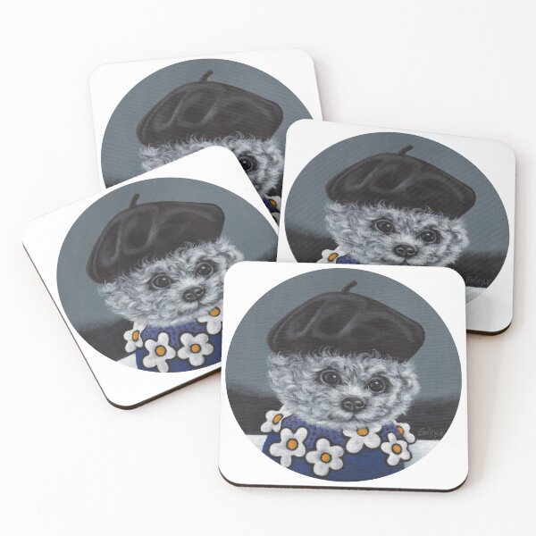 Item preview, A small dog wearing a beret in the snow. designed and sold by EmilyDouArt.