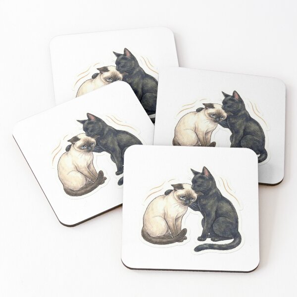 Item preview, Sad Siamese Cat Being Comforted by Black Cat designed and sold by Delta's Work.