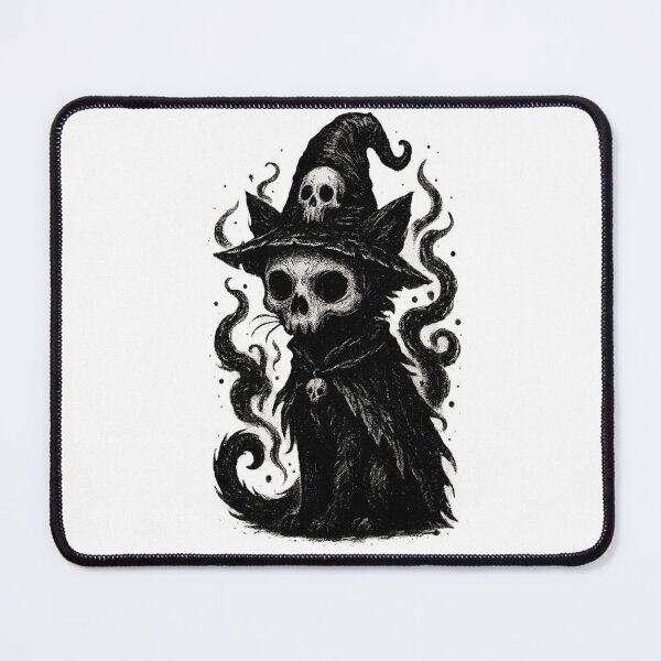 Item preview, Witch’s Familiar Cat with Skull and Smoke designed and sold by Sonic Nova Studios.