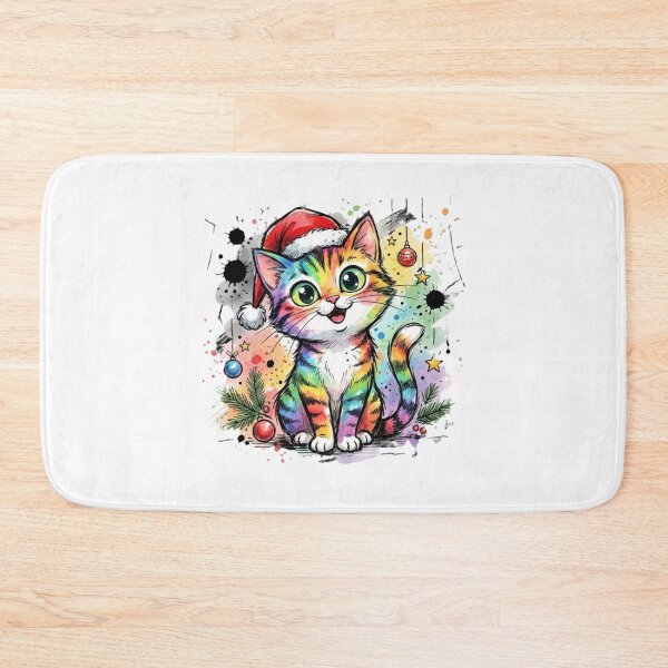 Item preview, Kawaii Rainbow Cat Christmas Cute Watercolor Illustration for Cat Lover designed and sold by chattsuede.