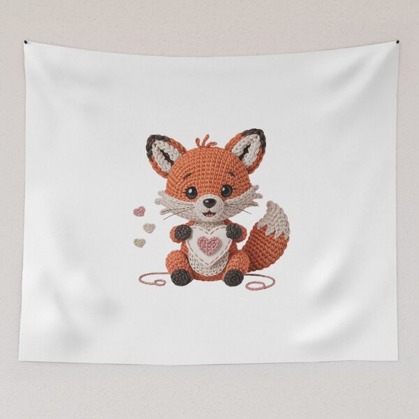 Item preview, Crocheted Fox Holding Heart designed and sold by jkrphoto.