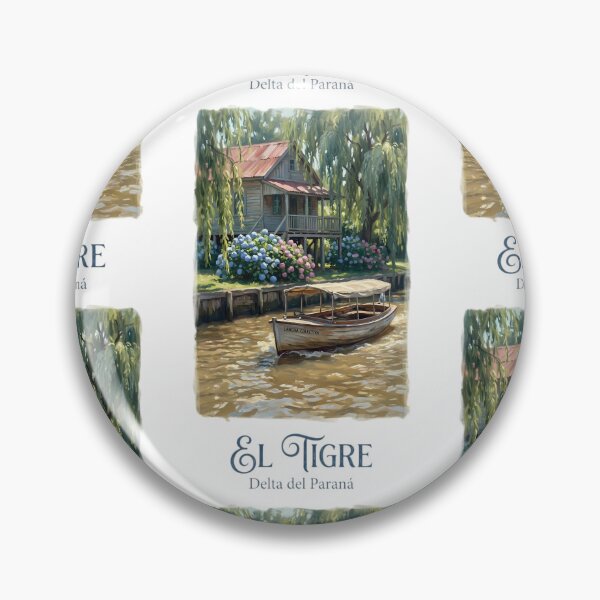 Item preview, Tigre Delta Argentina - Vintage Lancha Colectiva Painting designed and sold by Digital Dreams Arts.