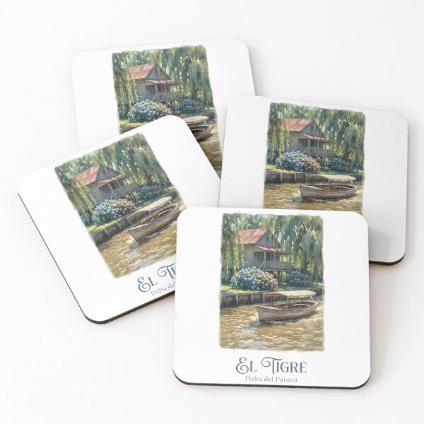 Item preview, Tigre Delta Argentina - Vintage Lancha Colectiva Painting designed and sold by Digital Dreams Arts.