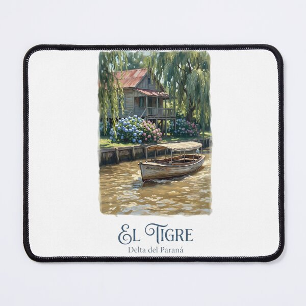 Item preview, Tigre Delta Argentina - Vintage Lancha Colectiva Painting designed and sold by Digital Dreams Arts.
