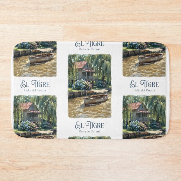 Item preview, Tigre Delta Argentina - Vintage Lancha Colectiva Painting designed and sold by Digital Dreams Arts.