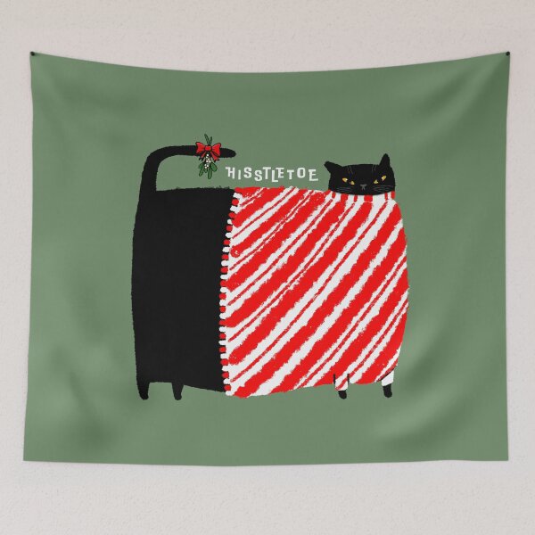 Item preview, Candy Cane Hisstletoe Sweater Cat designed and sold by KilkennyCat Art.