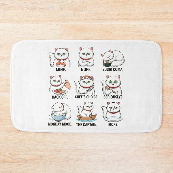 Item preview, Sushi Coma Grumpy Cat Funny Meme Mascot for Sushi Lover designed and sold by chattsuede.