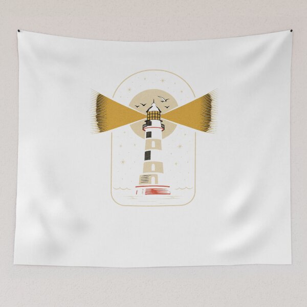 Item preview, Vintage Lighthouse Night Starry Sky Bird Coastal Graphic designed and sold by LegendsOfLife37.