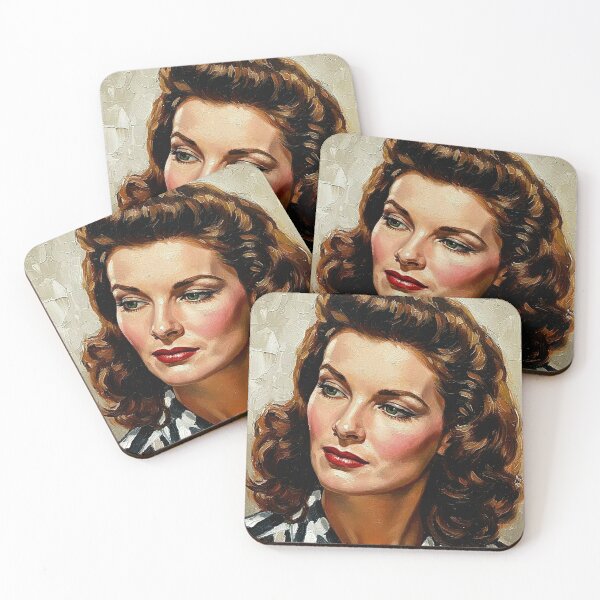 Item preview, 1940s Classic Actress Striped Shirt Art | Auburn Curls Green Eyes Painting | Old Hollywood Style designed and sold by Art's Diner.