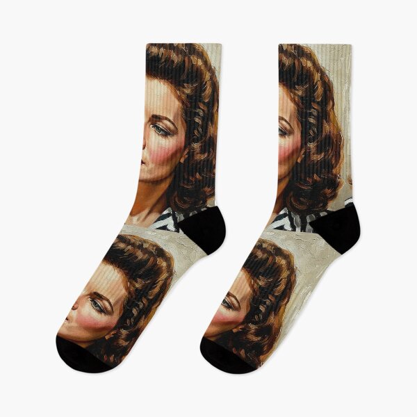 Item preview, 1940s Classic Actress Striped Shirt Art | Auburn Curls Green Eyes Painting | Old Hollywood Style designed and sold by Art's Diner.
