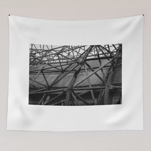 Item preview, Industrial Metal Scaffolding Over a Building in Black and White, Dynamic Structural Network designed and sold by Nmallia.