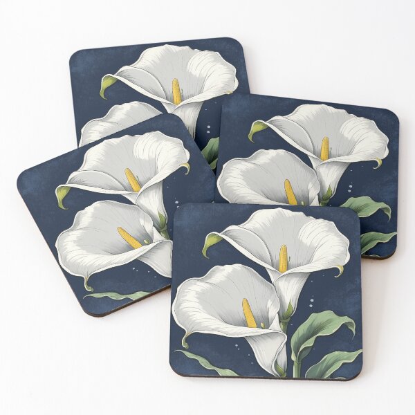 Item preview, White Calla Lilies on Midnight Blue designed and sold by Planthem.