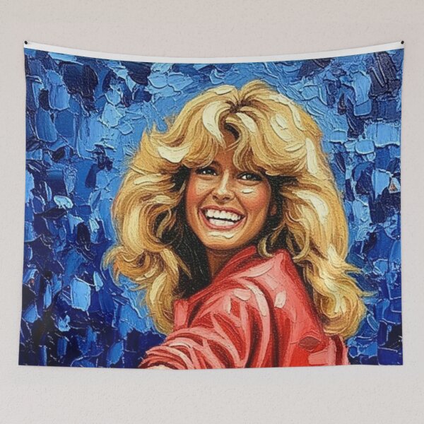 Item preview, Blonde Bombshell 70s 80s Icon Art | Red Top Blue Jeans Skateboard Painting | Retro Smile Poster designed and sold by Art's Diner.