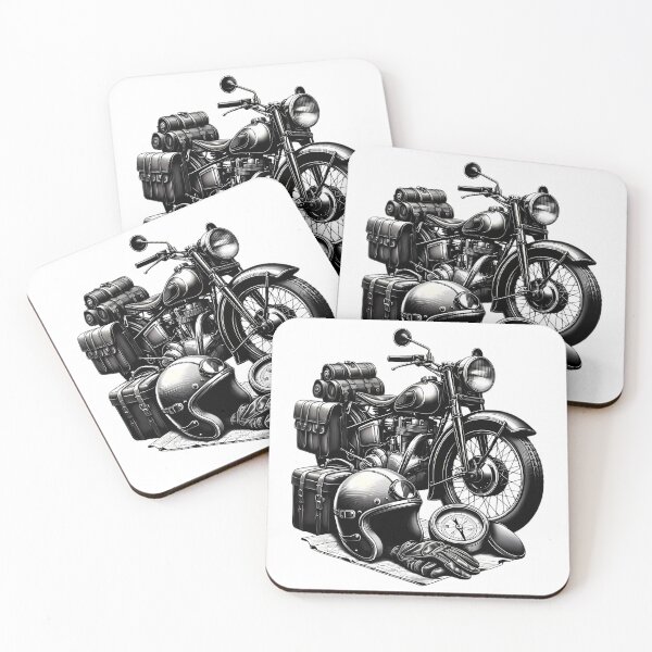 Item preview, Vintage Motorcycle Adventure Gear Black White Art designed and sold by DrawDrip.