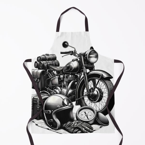 Item preview, Vintage Motorcycle Adventure Gear Black White Art designed and sold by DrawDrip.