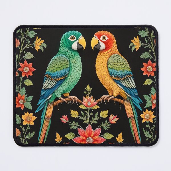 Item preview, Rogan Art Parrots Folk Floral Painting | Gujarati Textile Style designed and sold by wpsstudio.
