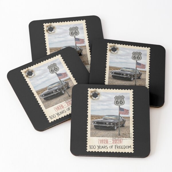 Item preview, Route 66 Centennial Burnt Stamp: 100th Anniversary 1926-2026 Black Muscle Car designed and sold by G350.