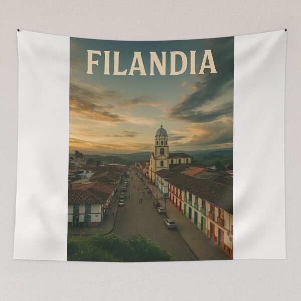 Item preview, Filandia Main Street and Church at Sunset, Quindío, Colombia designed and sold by Places On Earth.