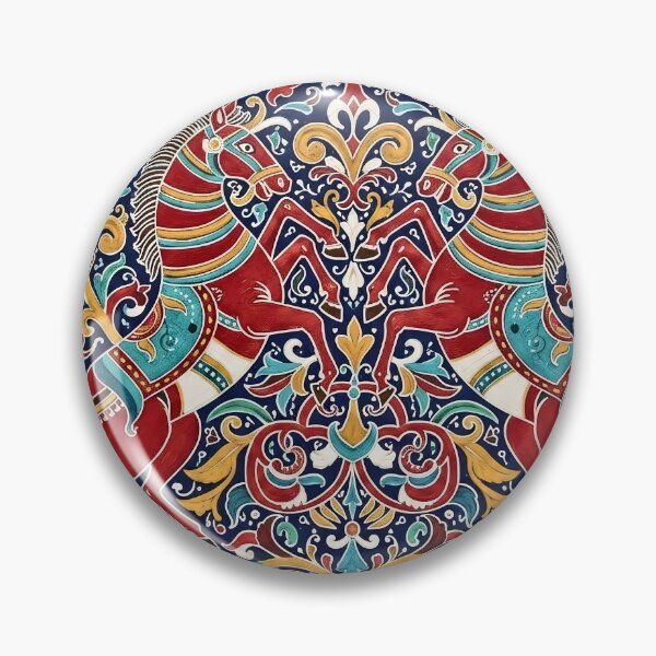 Item preview, Rogan Art Horses Symmetrical Folk Decorative Painting designed and sold by wpsstudio.