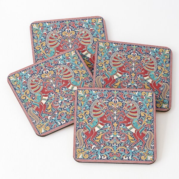Item preview, Rogan Art Horses Symmetrical Folk Decorative Painting designed and sold by wpsstudio.