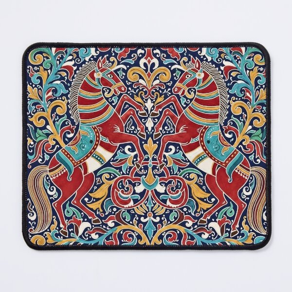 Item preview, Rogan Art Horses Symmetrical Folk Decorative Painting designed and sold by wpsstudio.