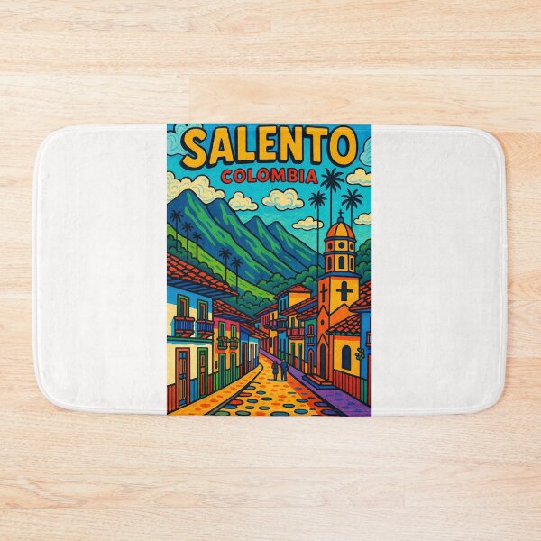Item preview, Calle Real and Iglesia Nuestra Señora del Carmen, Salento, Colombia designed and sold by Places On Earth.