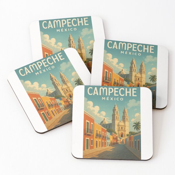 Item preview, Calle 59 and Campeche Cathedral, Historic Center of Campeche, México designed and sold by Places On Earth.