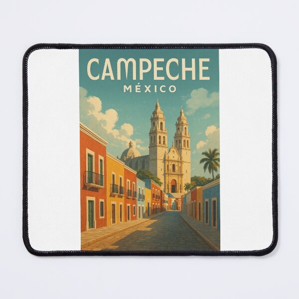Item preview, Calle 59 and Campeche Cathedral, Historic Center of Campeche, México designed and sold by Places On Earth.