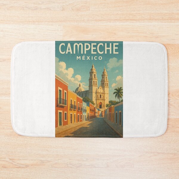 Item preview, Calle 59 and Campeche Cathedral, Historic Center of Campeche, México designed and sold by Places On Earth.