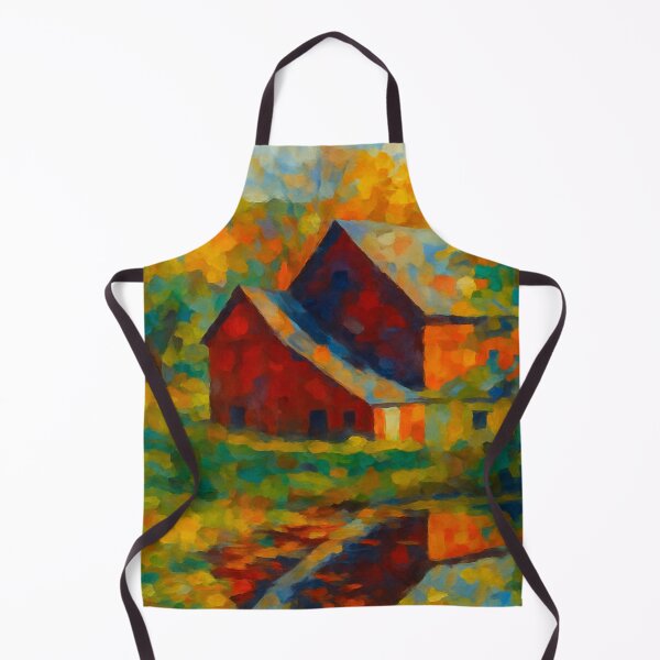 Item preview, Vibrant Abstract Red Barn Reflection, Colorful Impressionist Farm Landscape Wall Art designed and sold by BeaconMarketing.