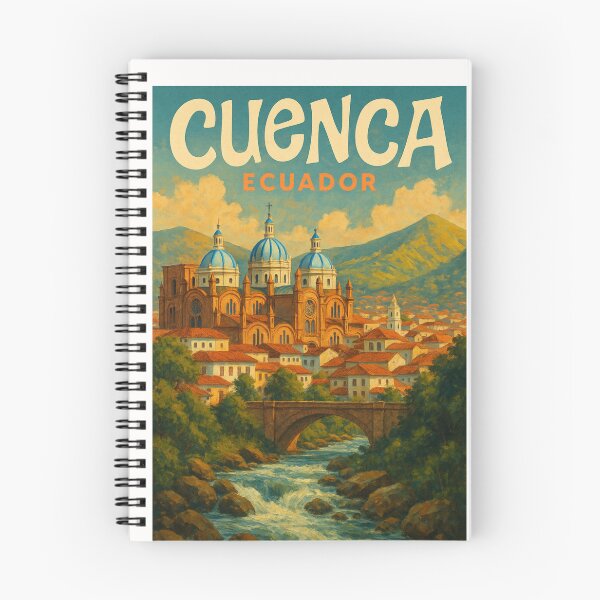 Artikelvorschau, Kathedrale von Cuenca mit dem Fluss Tomebamba und Bergen, Ecuador entworfen und verkauft von Places On Earth.