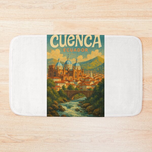 Item preview, Cathedral of Cuenca with Río Tomebamba and Mountains, Ecuador designed and sold by Places On Earth.
