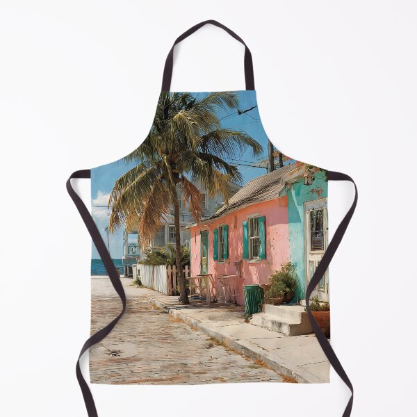 Item preview, Tropical Pastel Street Scene in Key West with Ocean Horizon designed and sold by daila70.
