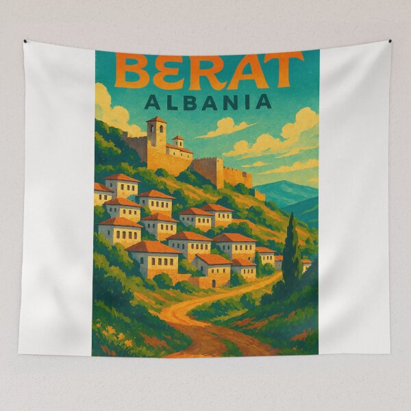 Item preview, Berat Castle and Ottoman Houses in Berat, Albania designed and sold by Places On Earth.