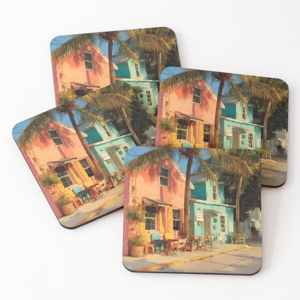 Item preview, Colorful Pastel Key West Houses Along a Quiet Island Street designed and sold by daila70.