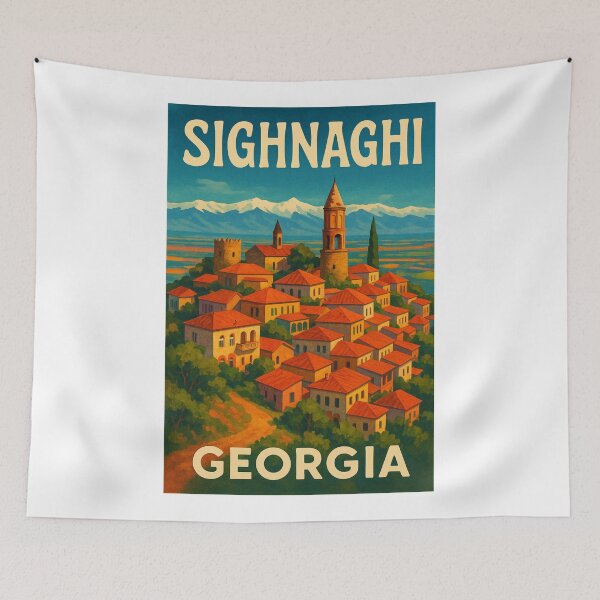 Item preview, Hilltop Town of Sighnaghi with Caucasus Mountains, Kakheti, Georgia designed and sold by Aryabek.