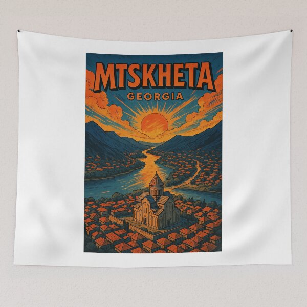 Item preview, Svetitskhoveli Cathedral and Mtkvari River at Sunset, Mtskheta, Georgia designed and sold by Aryabek.