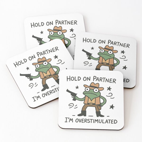 Item preview, hold on partner im overstimulated Cowboy Frog Funny Meme designed and sold by gunaone-design.