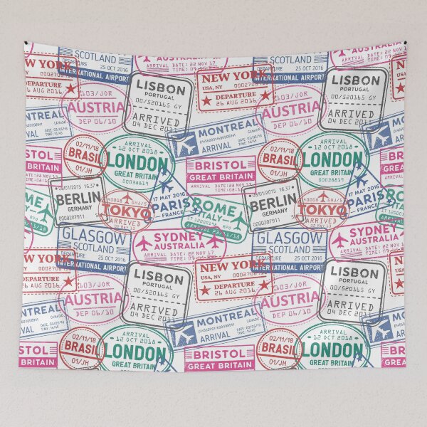Item preview, Vintage Passport Stamp Travel Pattern designed and sold by PSYNOVA.