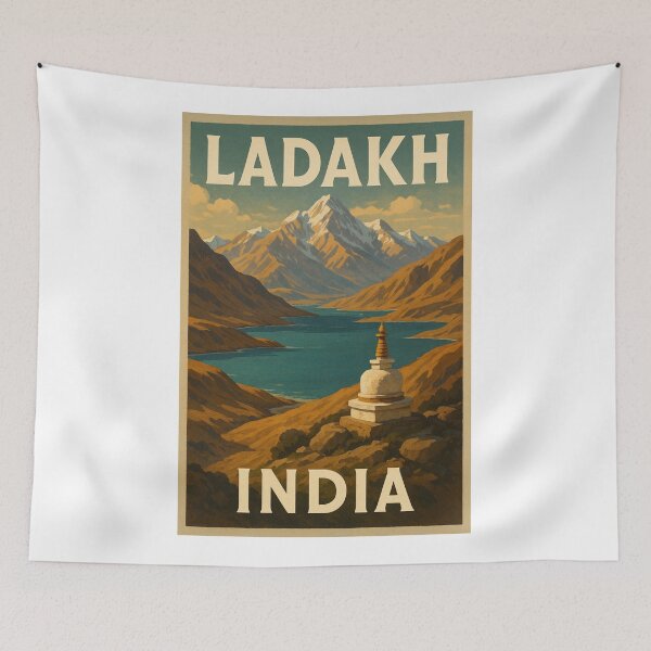 Item preview, Mountain Lake and Stupa in the Himalayas of Ladakh, India designed and sold by Aryabek.