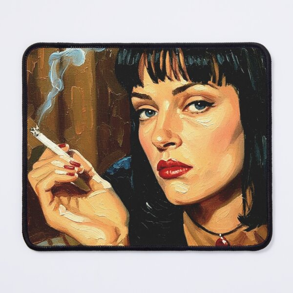 Item preview, Iconic Black Bob Cigarette Art | Femme Fatale Red Lips Painting | 90s Cult Movie Poster designed and sold by Art's Diner.