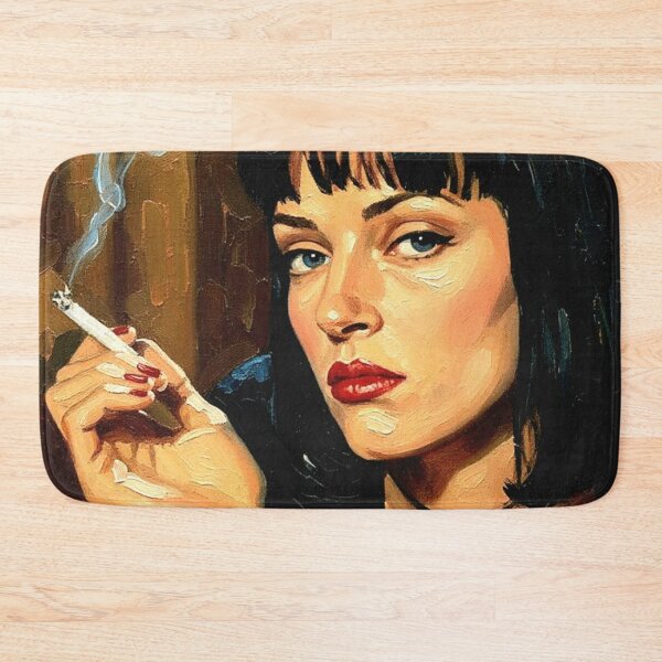 Item preview, Iconic Black Bob Cigarette Art | Femme Fatale Red Lips Painting | 90s Cult Movie Poster designed and sold by Art's Diner.