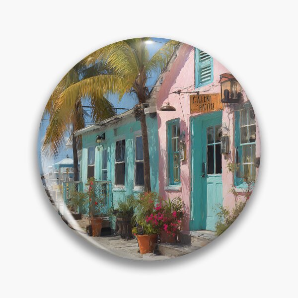 Item preview, Pastel Key West Street Ending with Ocean View and Palm Trees designed and sold by daila70.