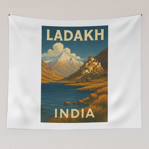 Item preview, Tibetan Monastery and Snow Peaks in Ladakh, India designed and sold by Aryabek.