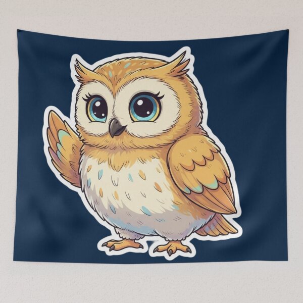 Item preview, Cute Cartoon Owl with Big Blue Eyes designed and sold by The Digital Compass.