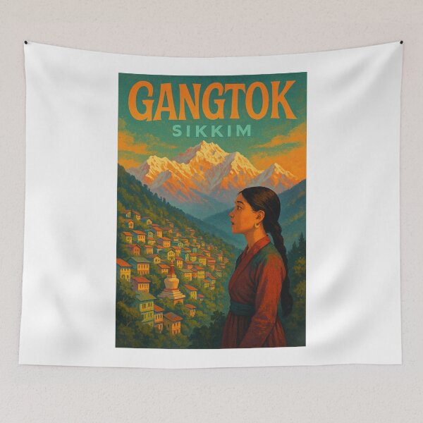 Item preview, Gangtok and Kanchenjunga Peaks, Sikkim, India designed and sold by Aryabek.