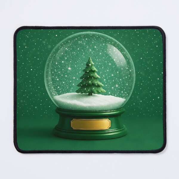 Item preview, Green and Gold Pine Tree SnowGlobe – Elegant Winter Holiday Illustration designed and sold by EmeraldeaDesign.