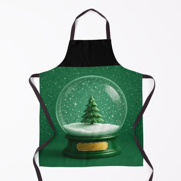 Item preview, Green and Gold Pine Tree SnowGlobe – Elegant Winter Holiday Illustration designed and sold by EmeraldeaDesign.