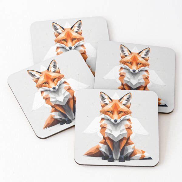 Item preview, Geometric Fox Looking Forward - Orange and White Art designed and sold by VIRALOOP.