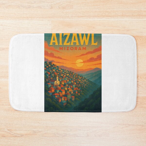 Item preview, Aizawl Sunset Over Hillside Cityscape, Mizoram, India designed and sold by Aryabek.